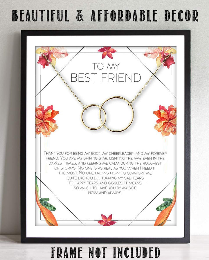 To My Best Friend- Thank You For Everything- 8 x 10"-Floral Wall Art Print- Ready to Frame. Perfect For Spouse, Life Partners &amp; BFF&