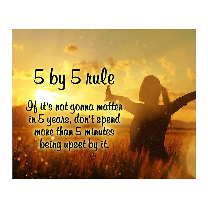 ?5 By 5 Rule? Motivational Wall Art-10 x 8" Typographic Sunset Poster Print-Ready to Frame. Inspirational Home-Office-Work-Classroom Decor. Perfect Sign for Motivation! Great Advice &amp; Life Lesson!