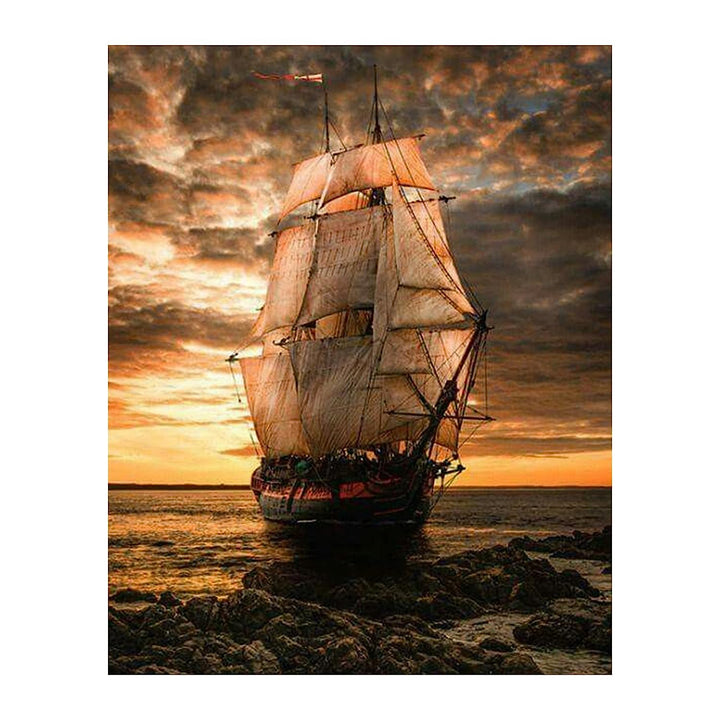 Blackbeards Pearl Pirate Ship- 8 x10" Wall Art Print- Ready To Frame. Great Mens Gift- Home Decor- Office Decor. Great for Man Cave- Rec Room-Study. Beautiful Clipper Ship &amp; Sailing Art.