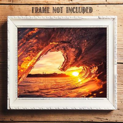 Heart Shaped Wave Sunset- Inside the Heart of the Ocean - 8 x 10 - Art Image Print Ready to Frame. Modern Home D?cor, Office D?cor & Wall Prints for Beach & Ocean Lover Themes. Makes a Perfect Gift!