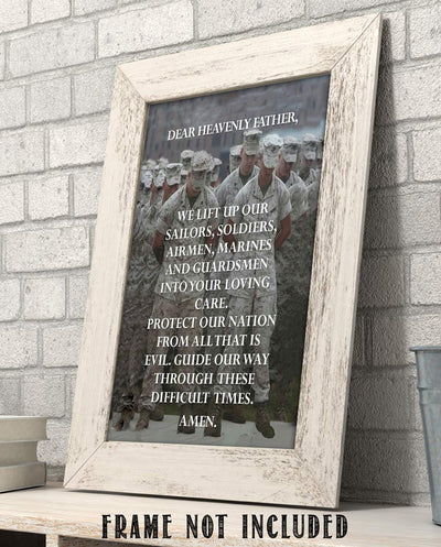 All Military Prayer- Wall Art Print- 8 x 10"-Ready to Frame. Father Protect Our Nations's Soldiers-Sailors-Airmen-Marines. Home-Office-Military D?cor. Encouraging Prayer for All Military & Family.