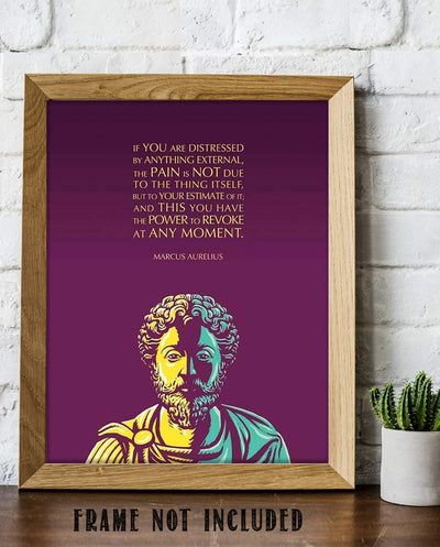 Marcus Aurelius Quotes Wall Art-"If You Are Distressed-You Have the Power to Revoke"-8 x 10 Art Wall Print-Ready to Frame. Old World Decor for Home-Office-Classroom. Inspirational Philosophical Quote.