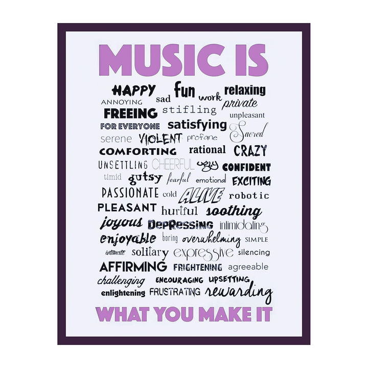 Music Is What You Make It-Inspirational Word Art Wall Sign-11 x 14" Motivational Poster Print-Ready to Frame. Perfect Home-Office-Studio-Dorm-Classroom Decor. Great Gift for All Music Fans!