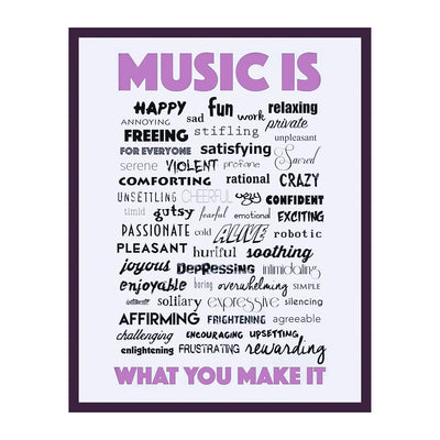 Music Is What You Make It-Inspirational Word Art Wall Sign-11 x 14" Motivational Poster Print-Ready to Frame. Perfect Home-Office-Studio-Dorm-Classroom Decor. Great Gift for All Music Fans!