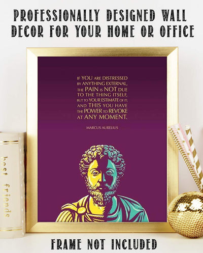 Marcus Aurelius Quotes Wall Art-"If You Are Distressed-You Have the Power to Revoke"-8 x 10 Art Wall Print-Ready to Frame. Old World Decor for Home-Office-Classroom. Inspirational Philosophical Quote.