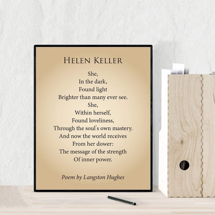 Hellen Keller-Langston Hughes Poetic Wall Art Print-8 x 10" Inspirational Poem Print-Ready to Frame. Modern Typographic Design. Poetry Decor for Home-Office-Study-Library. Great Literary Gift!