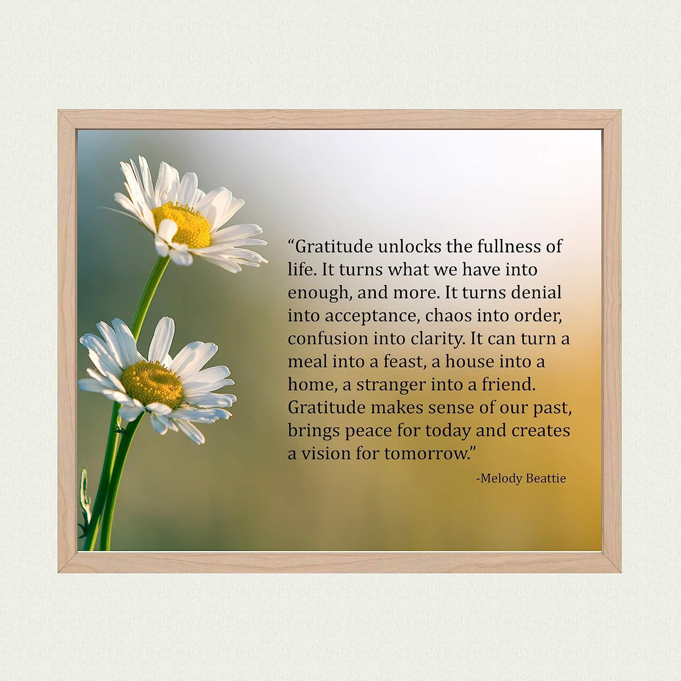 Gratitude Unlocks the Fullness of Life Inspirational Wall Art-10x8" Floral Poster Print-Ready to Frame. Quote By Melody Beattie. Motivational Home-Office-School-Library Decor. Great Advice for All!