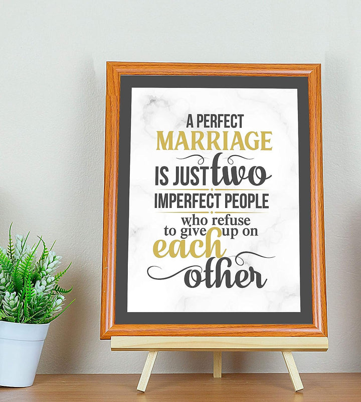 A Perfect Marriage-Just Two Imperfect People -Love &amp; Marriage Wall Art Print- 8 x 10"-Ready to Frame. Inspirational Wall Decor for Home-Office-Boutique. Perfect Engagement-Bridal-Wedding Gift!