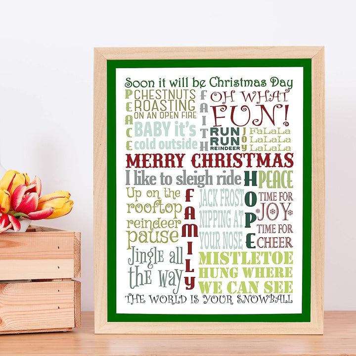 Soon It Will Be Christmas Day Christmas Songs Wall Art -11 x 14" Holiday Music Poster Print -Ready to Frame. Typographic Sign for Home-Welcome-Kitchen-Farmhouse Decor. Display Your Holiday Joy!
