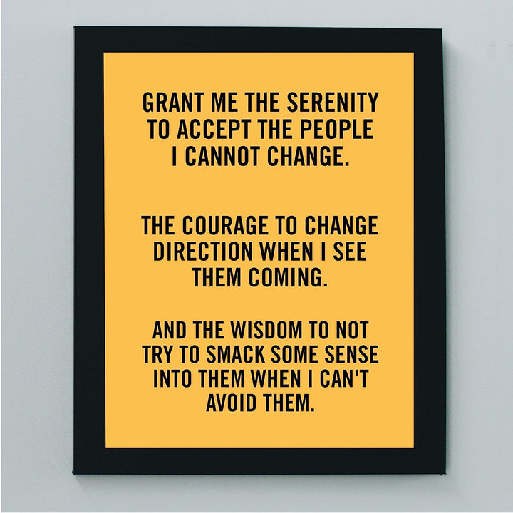 Grant Me the Wisdom to Not Smack Them Funny Wall Art -8 x 10" Sarcastic Print-Ready to Frame. Modern Typographic Design. Humorous Home-Office-Bar-Shop-Cave Decor. Great Novelty Sign-Fun Gift!