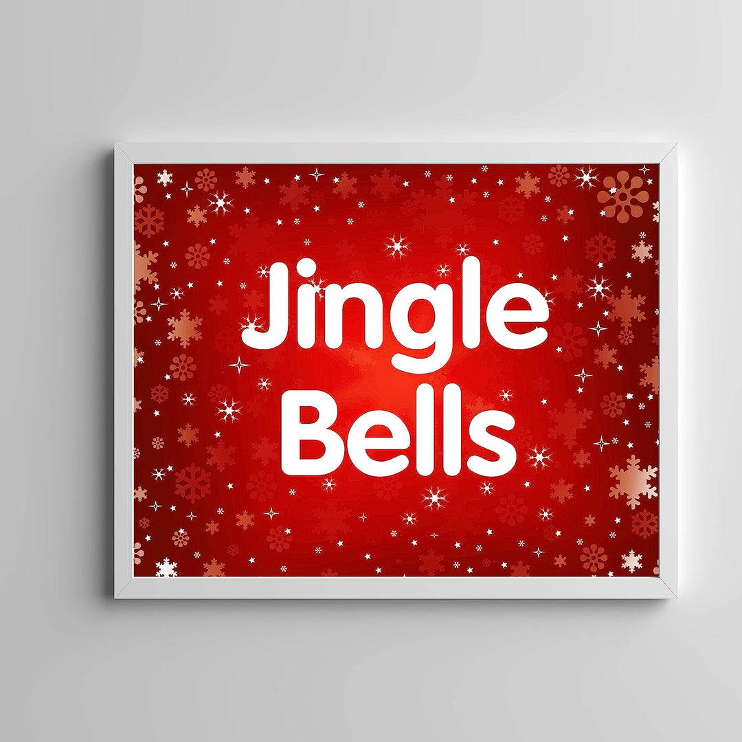 Jingle Bells Christmas Song Wall Art Decor -14 x 11" Holiday Music Wall Print -Ready to Frame. Typographic Home-Welcome-Kitchen-Farmhouse-Winter Decor. Merry Decoration-Display Your Holiday Joy!