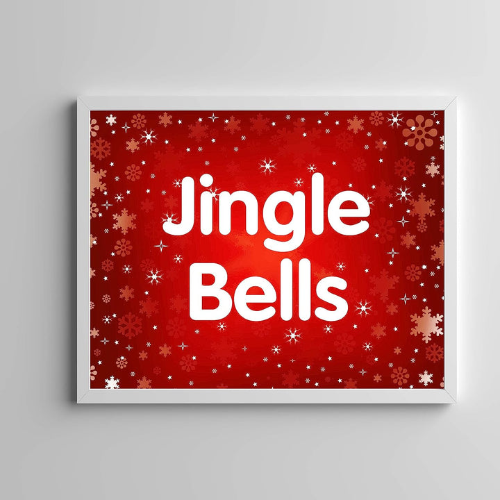 Jingle Bells Christmas Song Wall Art Decor -14 x 11" Holiday Music Wall Print -Ready to Frame. Typographic Home-Welcome-Kitchen-Farmhouse-Winter Decor. Merry Decoration-Display Your Holiday Joy!