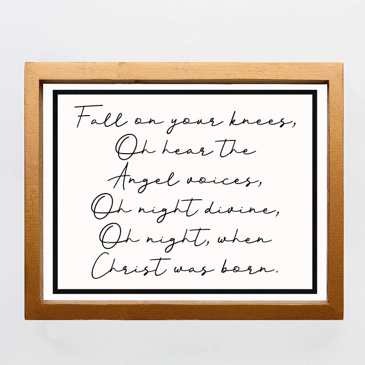 Oh Night, When Christ Was Born Christmas Song Art Decor -14 x 11" Christian Holiday Wall Print -Ready to Frame. Typographic Home-Welcome-Kitchen-Farmhouse Decor. Festive Sign &amp; Merry Gift of Faith!