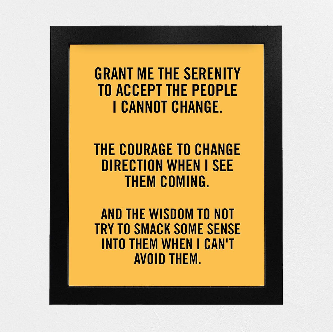 Grant Me the Wisdom to Not Smack Them Funny Wall Art -8 x 10" Sarcastic Print-Ready to Frame. Modern Typographic Design. Humorous Home-Office-Bar-Shop-Cave Decor. Great Novelty Sign-Fun Gift!