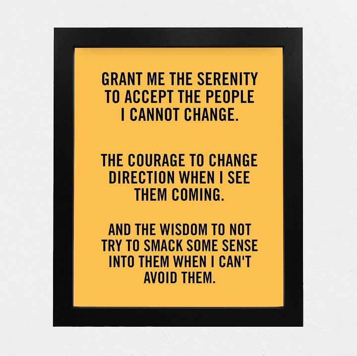 Grant Me the Wisdom to Not Smack Them Funny Wall Art -8 x 10" Sarcastic Print-Ready to Frame. Modern Typographic Design. Humorous Home-Office-Bar-Shop-Cave Decor. Great Novelty Sign-Fun Gift!
