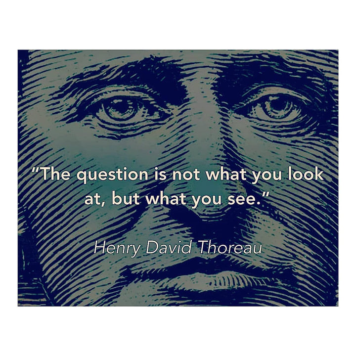 Henry David Thoreau Quotes Wall Art- ?The Question is- What You See.?- 10 x 8"-Typographic &amp; Silhouette Art Print-Ready to Frame. Home-Class-Office D?cor. Philosophical &amp; Inspirational for Students!