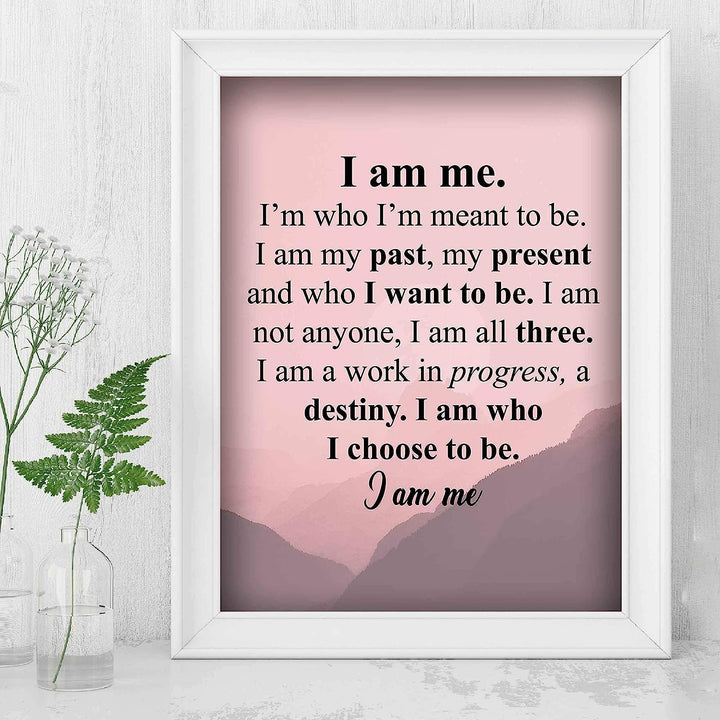 I Am Me-Who I Choose To Be Inspirational Poem Wall Art -10 x 8" Modern Typographic Poster Print-Ready to Frame. Poetic Home-Office-School-Dorm Decor. Perfect Sign for Motivation &amp; Inspiration!