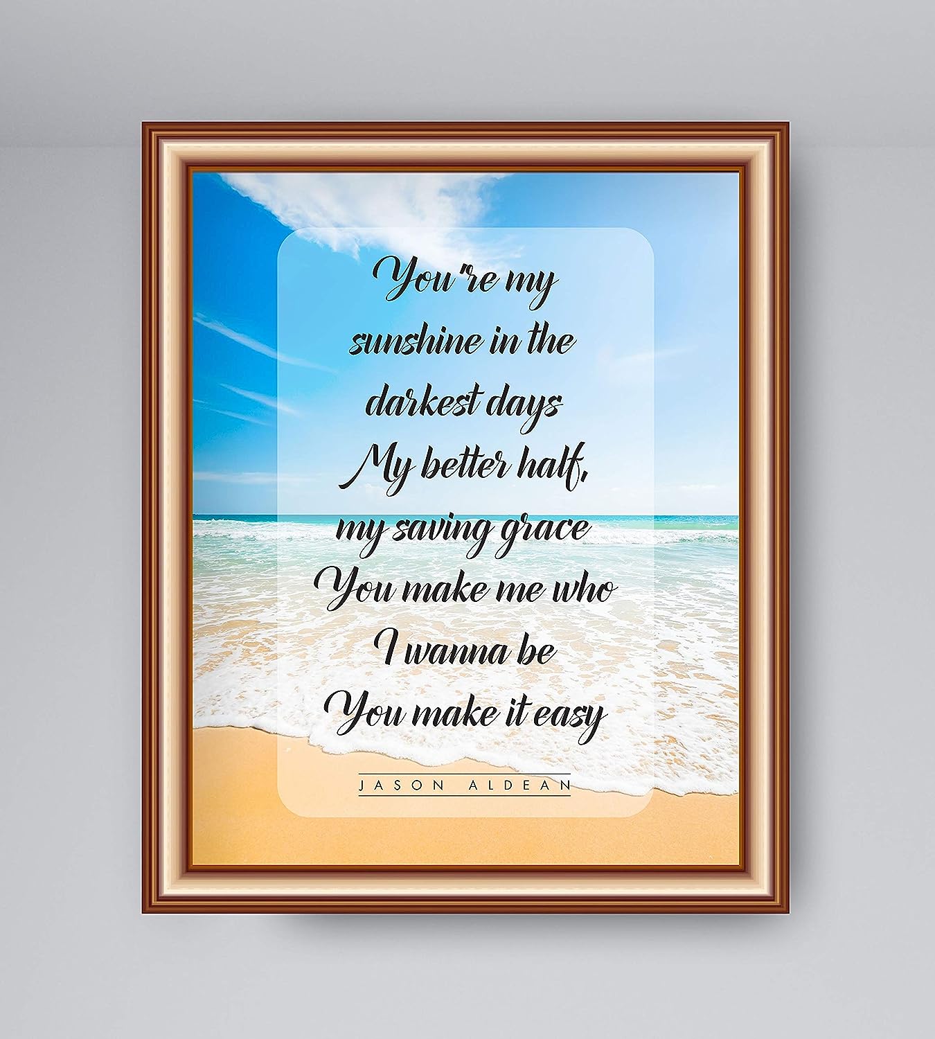 Jason Aldean-"You Make It Easy"-Song Lyric Art-8 x 10" Lyrical Wall Sign-Ready to Frame. Country Music Poster Print w/Beach Photo. Home-Studio-Bar-Cave Decor. Perfect Gift for Country Music Fans!