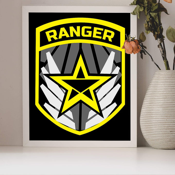 United States Army Ranger Logo Print -8 x 10" US Military Wall Art Print-Ready to Frame. Patriotic Home-Office-Military School-Cave Decor. Great Gift for All Who Served! Display Your Pride-Go Army!