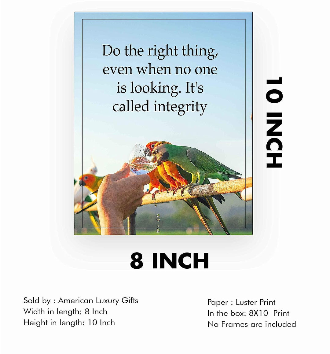 Integrity-Do the Right Thing -Inspirational Wall Art Sign-8 x 10"-Modern Typographic Photo Print-Ready to Frame. Ideal Home-Office-School-Dorm Decor. Perfect Motivational Poster Print for Teachers!