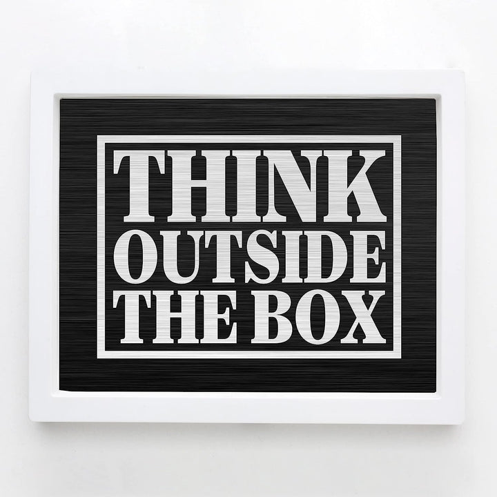 Think Outside the Box Motivational Quotes Wall Art-10 x 8" Modern Typographic Print-Ready to Frame. Inspirational Home-Office-School-Dorm-Gym Decor. Perfect Desk-Cubicle Sign! Great for Motivation!