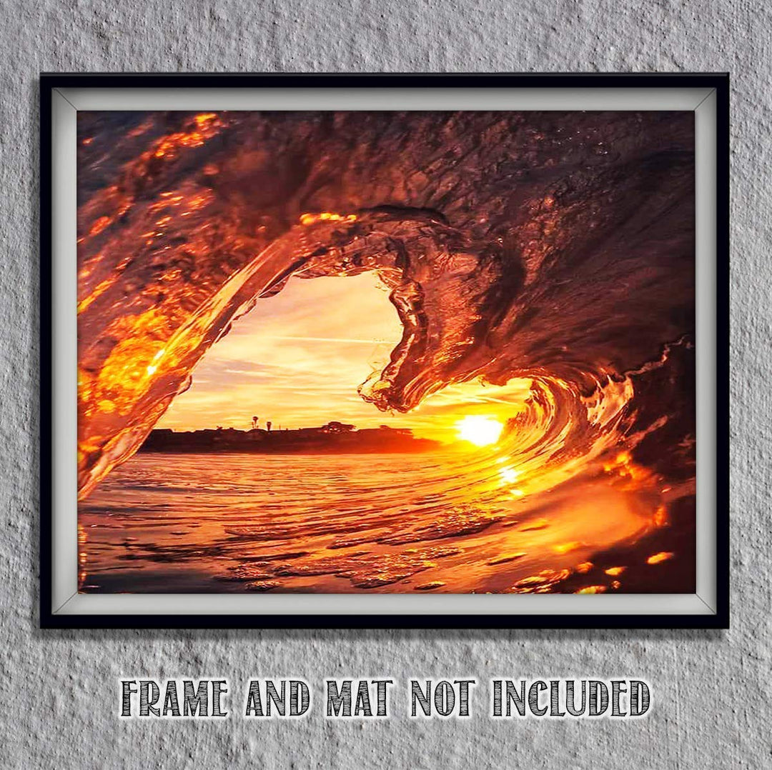 Heart Shaped Wave Sunset- Inside the Heart of the Ocean - 8 x 10 - Art Image Print Ready to Frame. Modern Home D?cor, Office D?cor &amp; Wall Prints for Beach &amp; Ocean Lover Themes. Makes a Perfect Gift!
