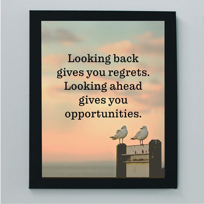 Looking Ahead Gives You Opportunities Beach Poster Print-8x10" Inspirational Quotes Wall Art-Ready to Frame. Home-Office-Ocean Theme Decor. Perfect Guest-Beach House Sign! Great Life Lesson!