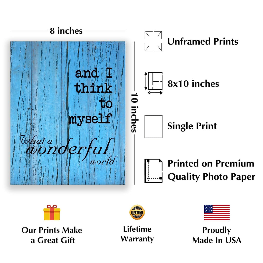 I Think To Myself-What A Wonderful World Song Lyric Wall Art -8 x 10" Music Lyrics Print-Ready to Frame. Rustic Home-Studio-Bar-Cave Decor. Perfect Gift for Louie Armstrong &amp; All Jazz Fans!