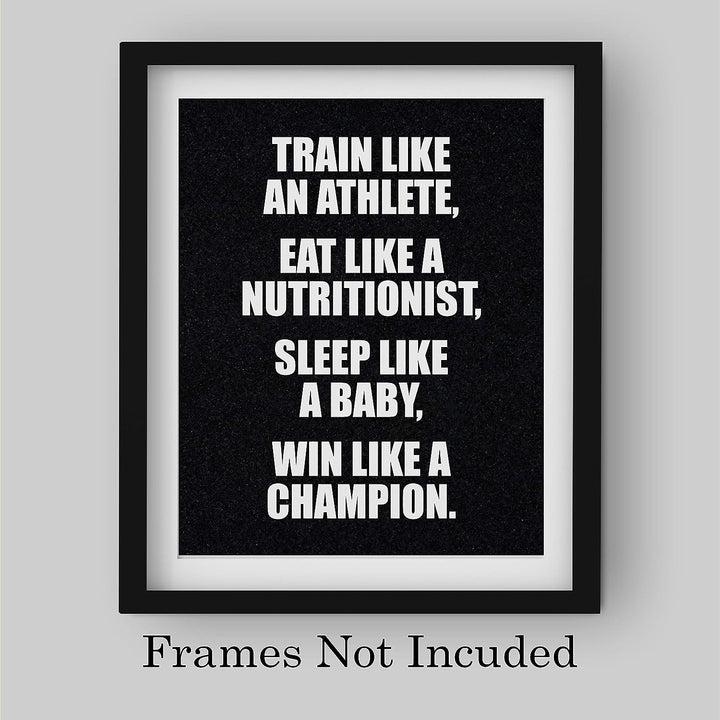?Win Like A Champion?-Motivational Gym Quotes -8 x 10" Exercise and Fitness Wall Art Print-Ready to Frame. Modern Typographic Design. Home-Office-Locker Room Decor. Perfect Sign for Motivation!