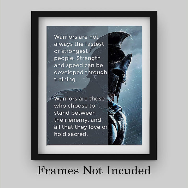 Warriors Stand Between Their Enemy &amp; All They Love Inspirational Quotes Wall Art -8 x 10" Fierce Motivational Wall Print-Ready to Frame. Home-Office-Studio-Dorm Decor. Perfect Gift of Motivation!