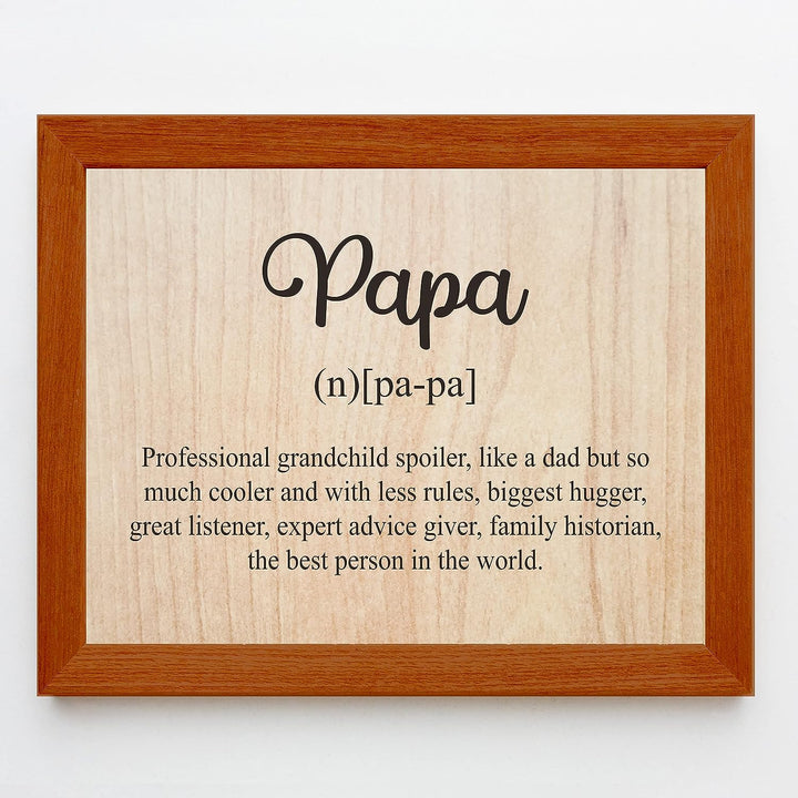 Papa-Like a Dad But So Much Cooler Funny Family Sign-10x8" Rustic Grandparent Wall Print-Ready to Frame. Inspirational Home-Office-Family Room Decor. Great Gift for Grandpa! Printed on Photo Paper.