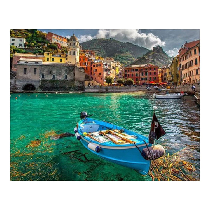 Vernazza Port City By The Mediterranean Sea- Fishing Boat- Wall Art - 8 x 10"s Print Art- Ready to Frame. Home D?cor, Office D?cor or Wall Art for Living Room. Great Gift for European Lovers.