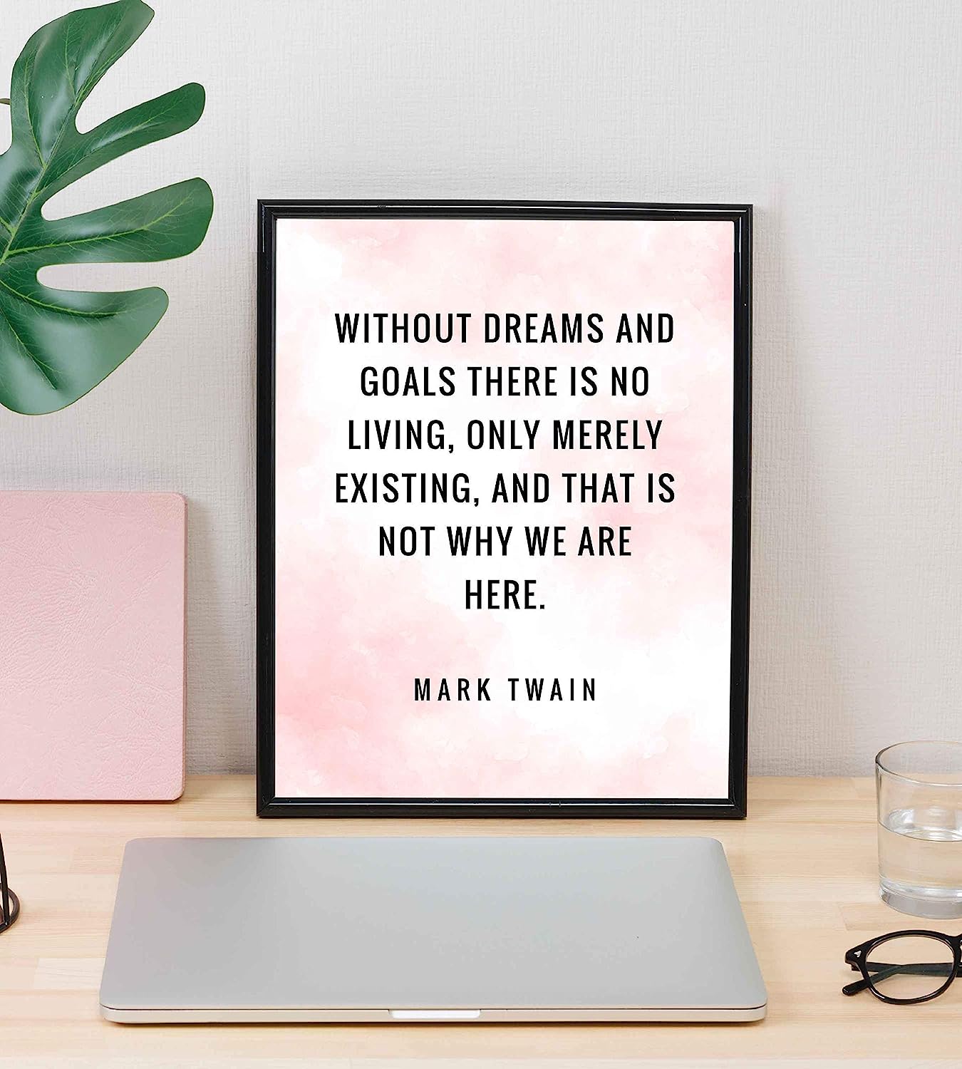 Mark Twain-"Without Dreams and Goals There Is No Living"-Motivational Quotes Wall Art-8 x 10" Typographic Poster Print-Ready to Frame. Home-Office-Classroom-Dorm-Cave Decor. Great Inspirational Gift!