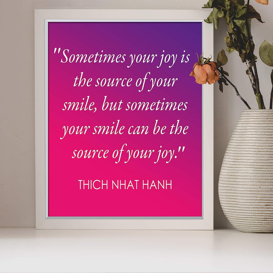 Your Smile Can Be the Source of Your Joy -Thich Nhat Hanh Mindfulness Quotes -8 x 10" Spiritual Wall Art Print-Ready to Frame. Home-Office-Studio-Meditation-Zen Decor. Great Life Lesson-Smile!