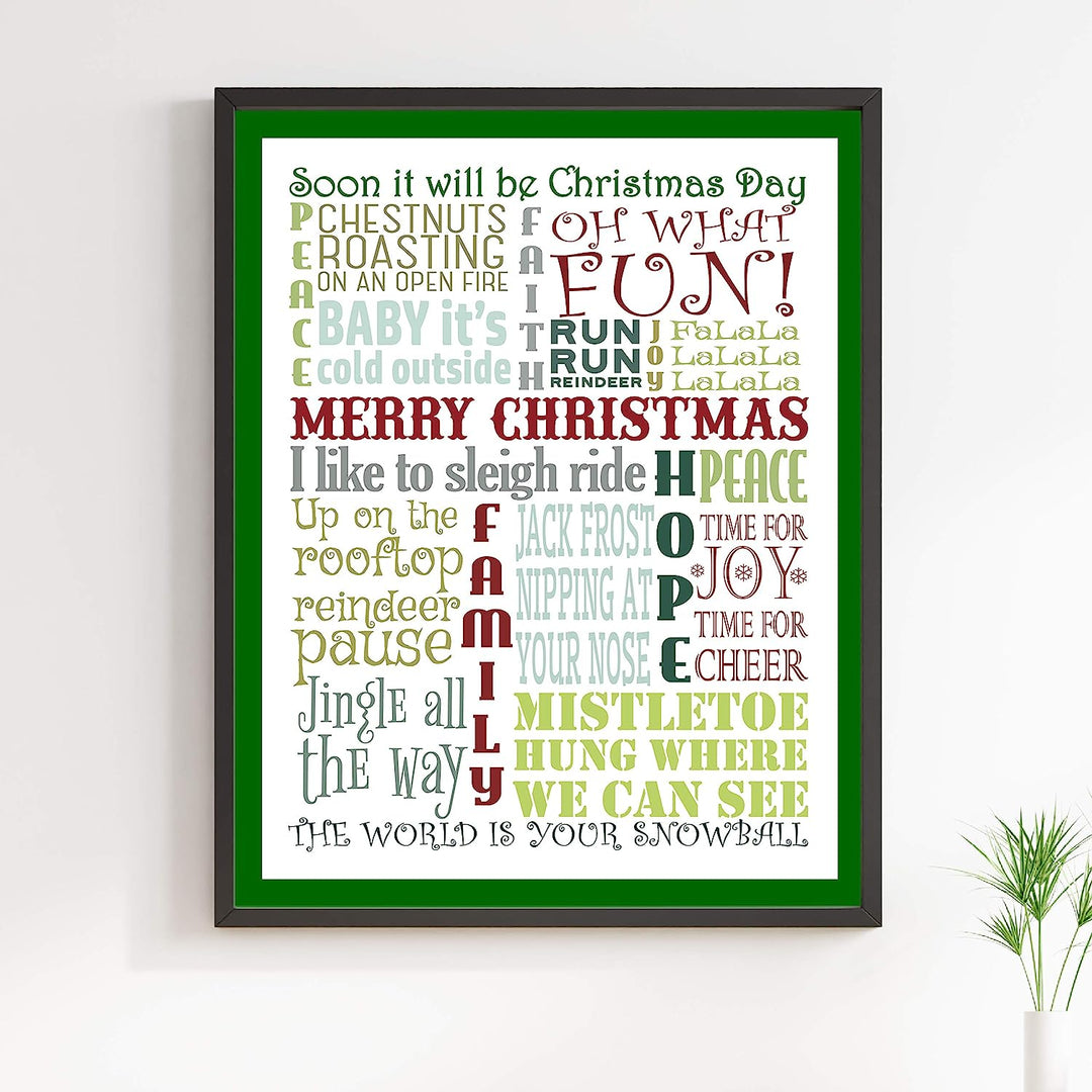 Soon It Will Be Christmas Day Christmas Songs Wall Art -11 x 14" Holiday Music Poster Print -Ready to Frame. Typographic Sign for Home-Welcome-Kitchen-Farmhouse Decor. Display Your Holiday Joy!