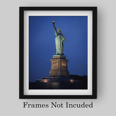 Statue of Liberty-Ellis Island- 8 x 10 Wall Art Print Ready to Frame- Home D?cor, Office D?cor & Wall Print. Makes a Perfect Wall Art Decoration for Patriotism & Freedom.