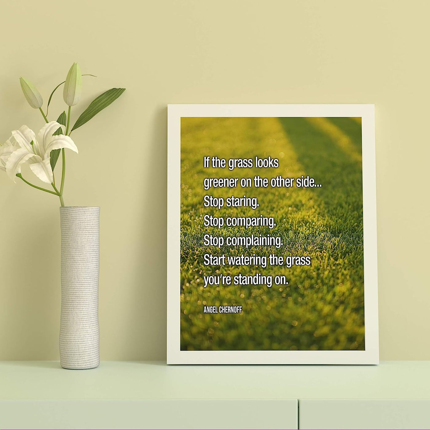 Start Watering the Grass You're Standing On Inspirational Relationship Quotes -8 x 10" Typographic Wall Art Print-Ready to Frame. Motivational Home-Office-Studio Decor. Great Positive Advice!