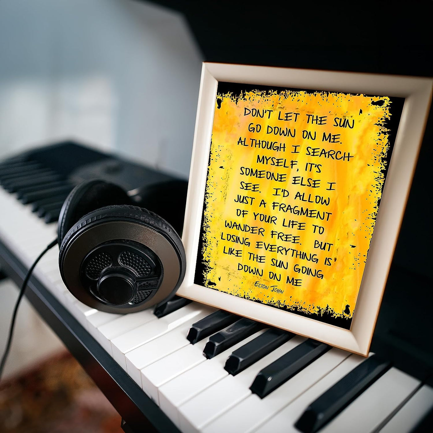 Elton John- Song Lyrics Wall Art-"Don't Let The Sun Go Down On Me"- 8 x 10" Modern Art-Print Ready to Frame. Abstract Home-Studio-Office D?cor. Perfect Gift for Musicians & Sir Elton John Fans.