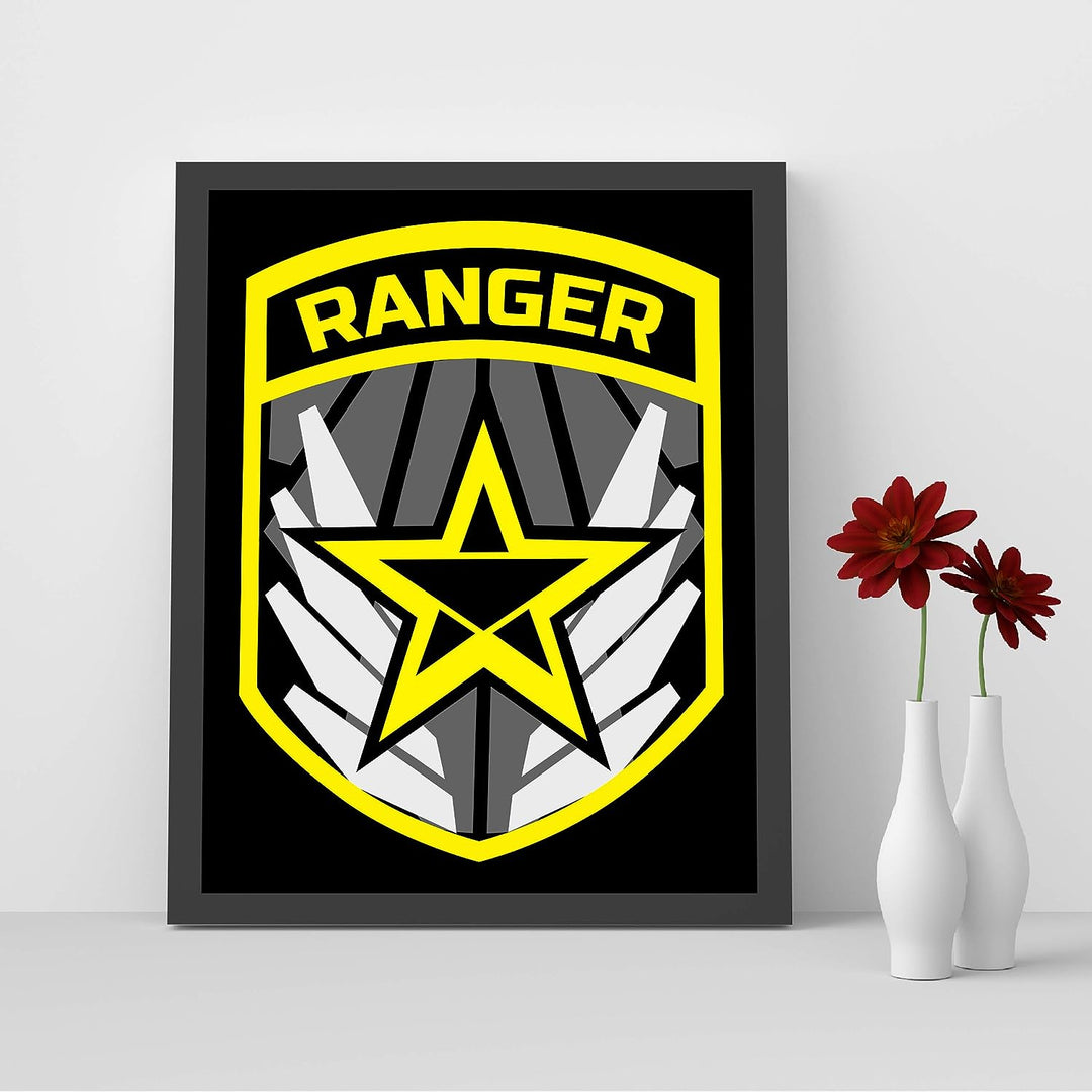 United States Army Ranger Logo Print -8 x 10" US Military Wall Art Print-Ready to Frame. Patriotic Home-Office-Military School-Cave Decor. Great Gift for All Who Served! Display Your Pride-Go Army!