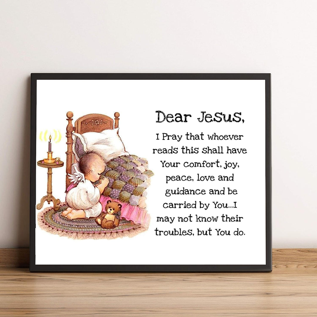 Dear Jesus-Christian Prayer Wall Art -10 x 8" Typographic Poster Print-Ready to Frame. Inspirational Home-Kids Bedroom-Nursery-Sunday School-Church Decor. Great Children&