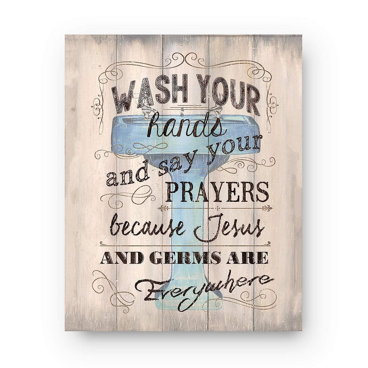 Bathroom"Humor" Funny Bathroom Decor Set (3) 8 x10"s Wall Decor. Rustic, Distressed Wall Prints-Ready To Frame."Tinkles, Prayers &amp; Bubbles"-Wood Sign Replicas. Fun Reminders For Kids-Guest Bath.