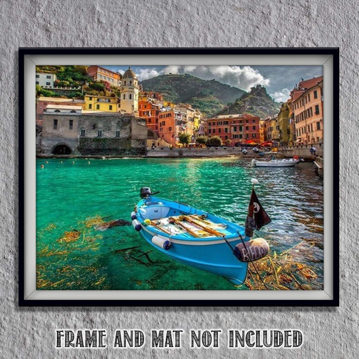 Vernazza Port City By The Mediterranean Sea- Fishing Boat- Wall Art - 8 x 10"s Print Art- Ready to Frame. Home D?cor, Office D?cor or Wall Art for Living Room. Great Gift for European Lovers.