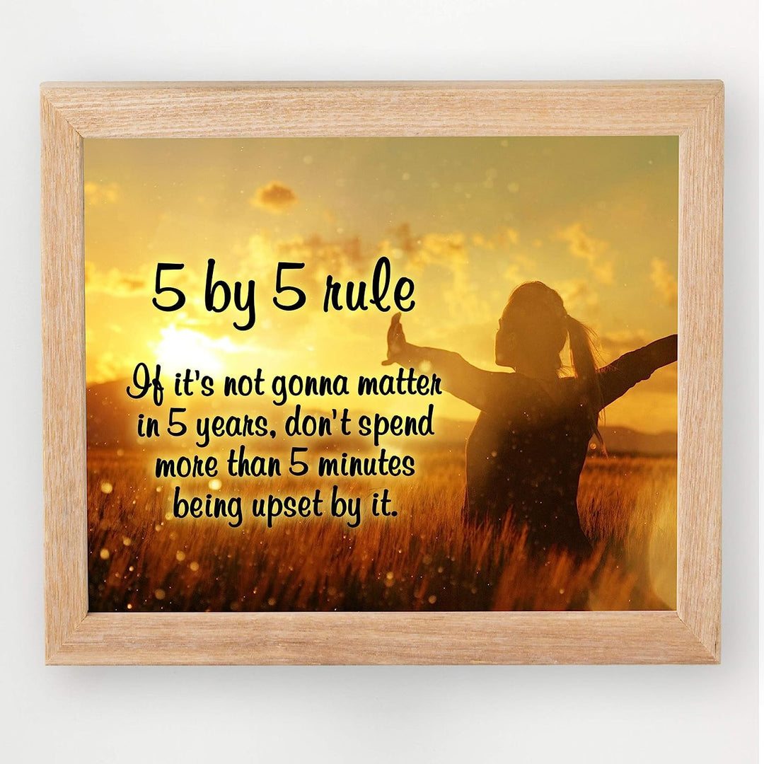 ?5 By 5 Rule? Motivational Wall Art-10 x 8" Typographic Sunset Poster Print-Ready to Frame. Inspirational Home-Office-Work-Classroom Decor. Perfect Sign for Motivation! Great Advice &amp; Life Lesson!