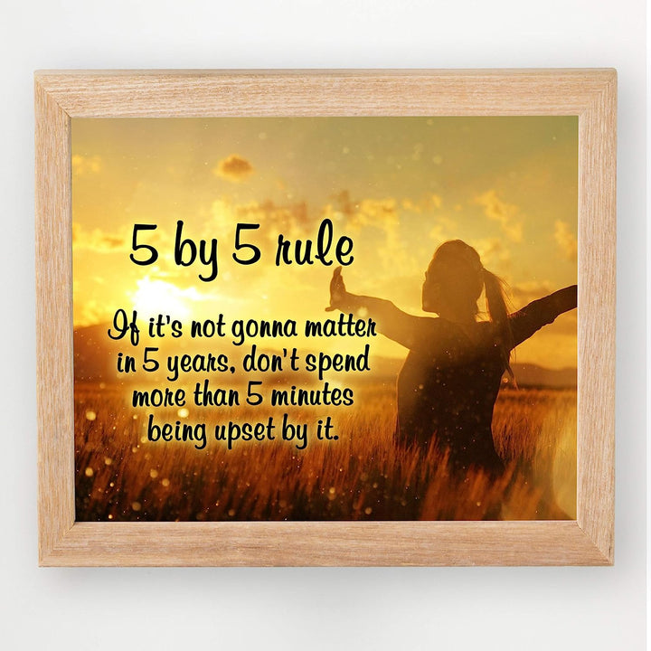 ?5 By 5 Rule? Motivational Wall Art-10 x 8" Typographic Sunset Poster Print-Ready to Frame. Inspirational Home-Office-Work-Classroom Decor. Perfect Sign for Motivation! Great Advice &amp; Life Lesson!