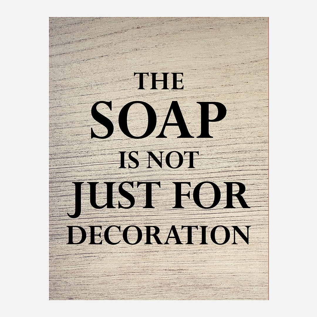 So Fresh So Clean Funny Bathroom Decor-Set of (4)-8 x 10" Wall Prints-Ready to Frame. Humorous Signs-"Welcome-Please Seat Yourself"-"Soap Not Just For Decoration" Fun Home-Guest Bathroom Decor!