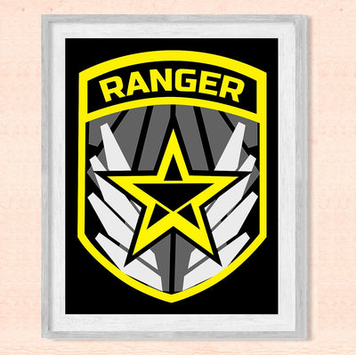 United States Army Ranger Logo Print -8 x 10" US Military Wall Art Print-Ready to Frame. Patriotic Home-Office-Military School-Cave Decor. Great Gift for All Who Served! Display Your Pride-Go Army!