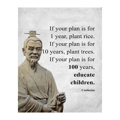 If Your Plan Is For 100 Years-Educate Children Confucius Quotes Wall Art -8 x 10" Motivational Poster Print-Ready to Frame. Inspirational Home-Office-School-Study Decor. Great Gift of Motivation!