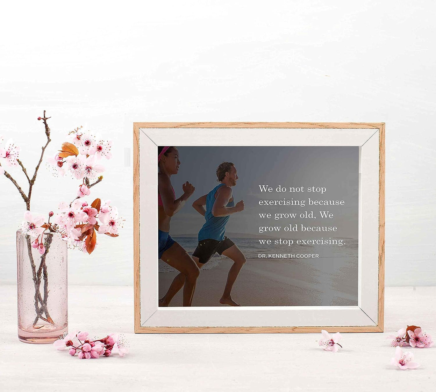 We Grow Old Because We Stop Exercising-Dr. Kenneth Cooper Quotes- 10 x 8" Motivational Exercise Sign-Ready to Frame. Modern Typographic Wall Art Print. Home-Office-Gym Decor. Reminder-Keep Moving!