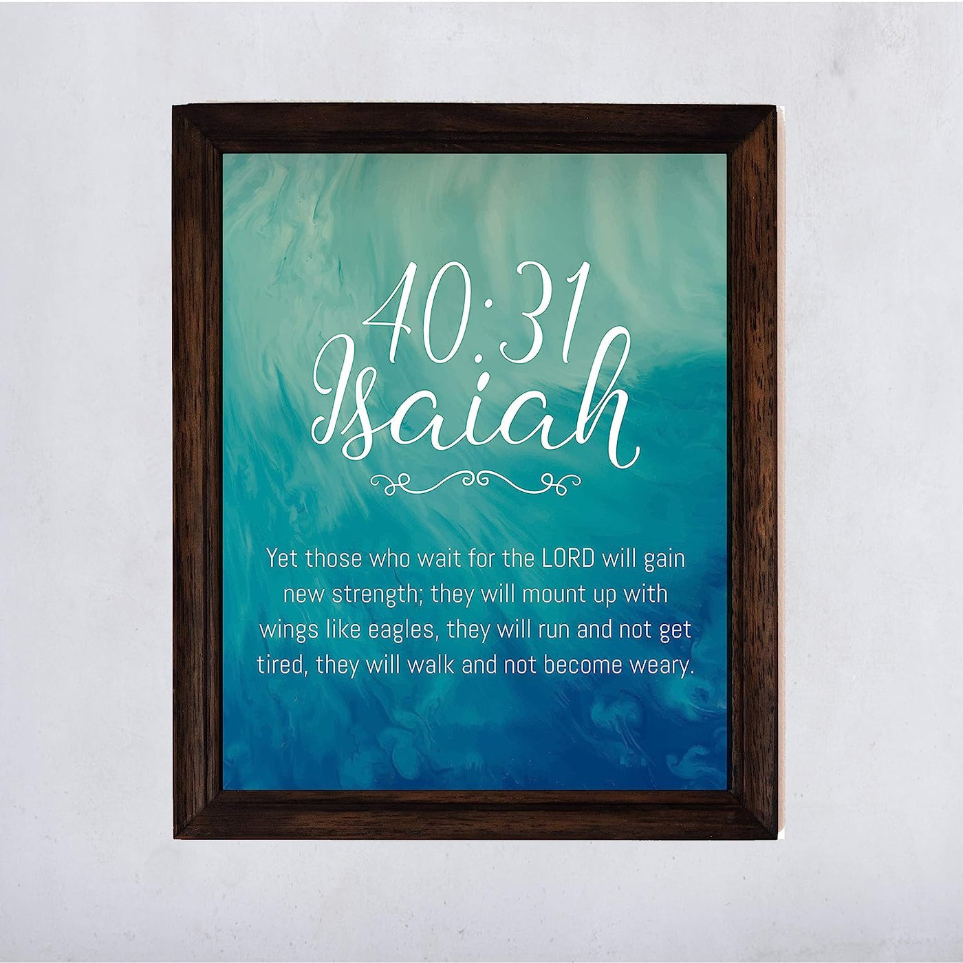 Isaiah 40:31-"Those Who Wait for the Lord Will Gain New Strength" Bible Verse Wall Art -11 x 14" Abstract Scripture Wall Print- Ready to Frame. Christian Home-Office-Sunday School-Church Decor.