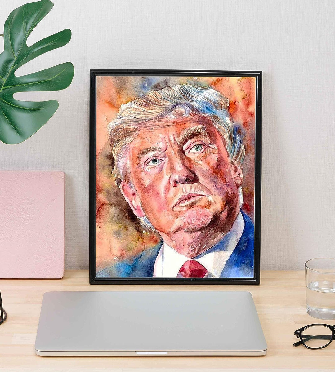 President Donald Trump Portrait-8 x 10" Presidential Wall Art Painting-Ready to Frame. Inspirational Patriotic Poster Print. Home-Office-School-Library Decor. Great for Republican &amp; Patriot Friends!